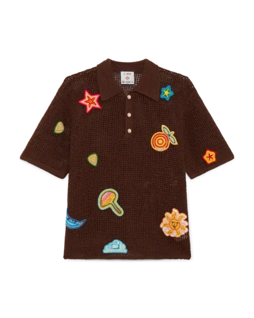 Motif Crochet Polo Shirt
