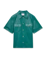CASABLANCA Leather Short Sleeve Shirt Green