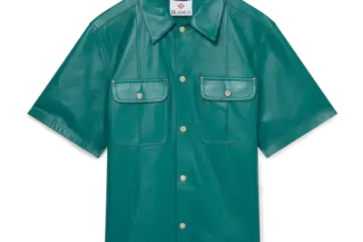CASABLANCA Leather Short Sleeve Shirt Green