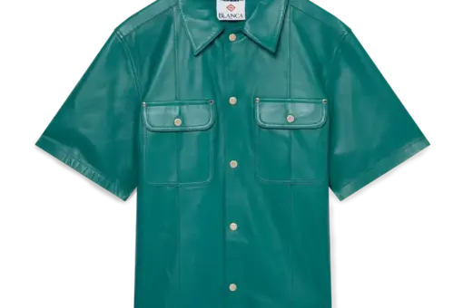 CASABLANCA Leather Short Sleeve Shirt Green
