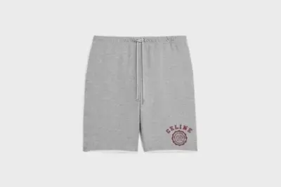 celine blason loose shorts in cotton fleece dark grey