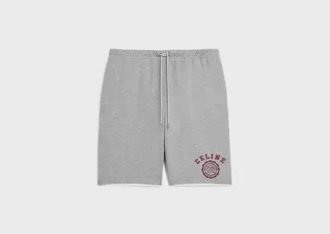 celine blason loose shorts in cotton fleece dark grey