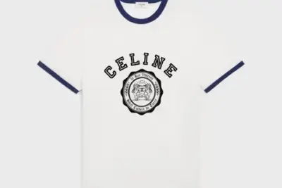 celine blason loose t-shirt in cotton jersey off white