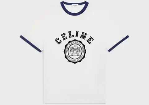 celine blason loose t-shirt in cotton jersey off white