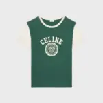 celine blason regular t-shirt in cotton jersey MOSS GREEN