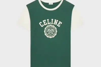 celine blason regular t-shirt in cotton jersey MOSS GREEN