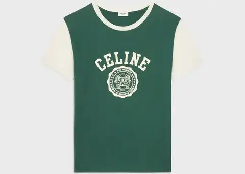 celine blason regular t-shirt in cotton jersey MOSS GREEN