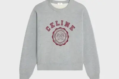 Loose Blason sweatshirt made of cotton fleece grey red