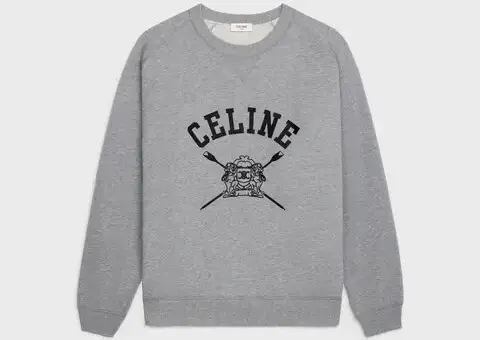 loose blason sweatshirt in cotton fleece grey - S