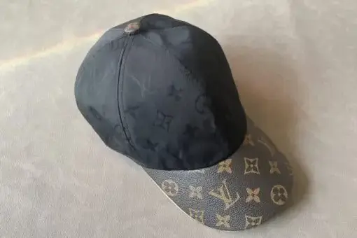 LV Monogram Cap Brown Black Silk