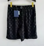 LV Monogram Moire Jacquard Silk Shorts Black