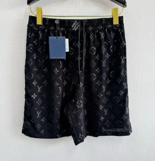 LV Monogram Moire Jacquard Silk Shorts Black
