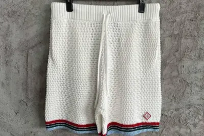 Casablanca Sporty Faux Crochet Shorts White