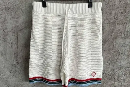 Casablanca Sporty Faux Crochet Shorts White