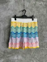 CASABLANCA Chevron-pattern scalloped-trim cotton-knit shorts