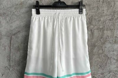 Casablanca Tennis Club Icon Pastelle Silk Shorts White