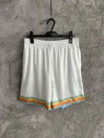 Casablanca Cubism Tennis Club Silk Shorts White