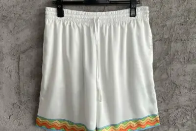 Casablanca Cubism Tennis Club Silk Shorts White