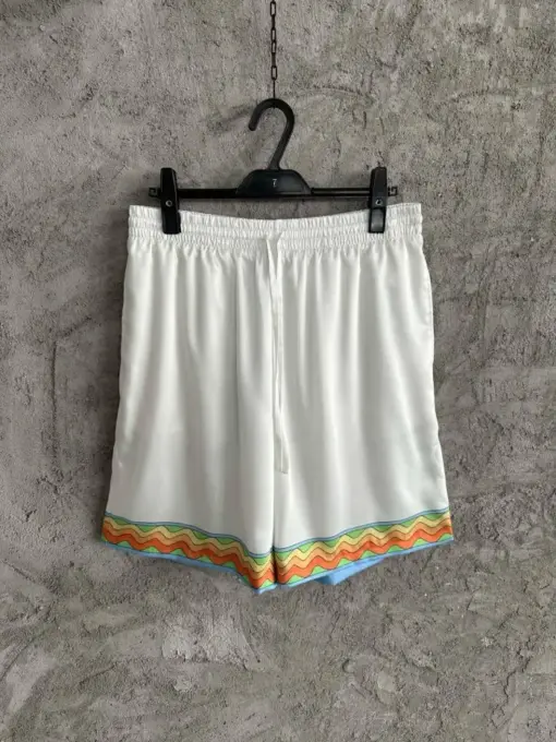 Casablanca Cubism Tennis Club Silk Shorts White