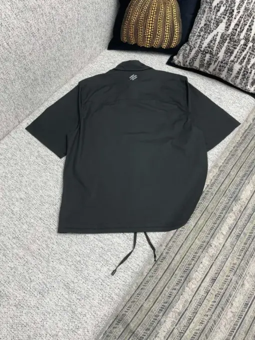LV Flocked Short-Sleeved Cotton Shirt Black - Image 2