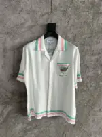 Casablanca Tennis Club Icon Pastelle Silk Shirt White