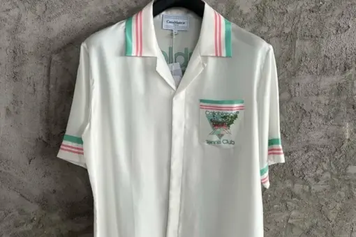 Casablanca Tennis Club Icon Pastelle Silk Shirt White