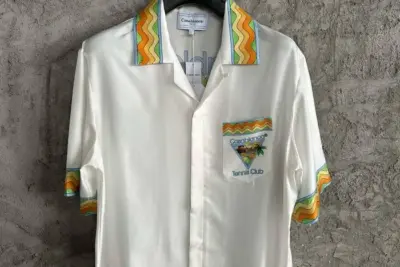 Casablanca Cubism Tennis Club Silk Shirt White