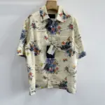 Prada Hawaii Print Bowling Shirt Yellow