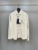 Prada Cotton-Flax Oversized Chambray Shirt Cream