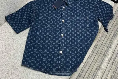 Monogram Denim Shirt Navy Blue