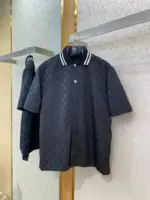 LV Monogram Moire Jacquard Polo Shirt Black