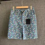 LV Damier Chambray Short-Sleeved Shorts Multicolor