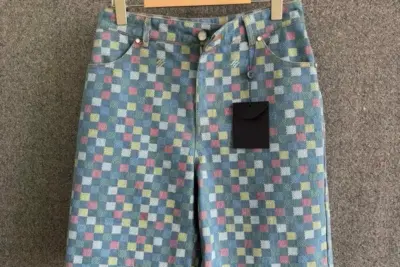 LV Damier Chambray Short-Sleeved Shorts Multicolor