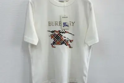 Burberry Cross Stitch EKD​ Cotton T-shirt in Chalk