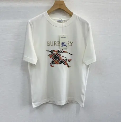 Burberry Cross Stitch EKD​ Cotton T-shirt in Chalk