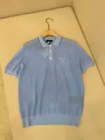 Prada Perforated-design Polo T-shirt In Blue