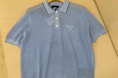 Prada Perforated-design Polo T-shirt In Blue