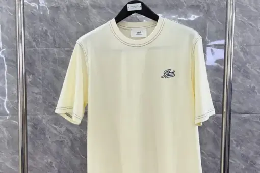 Ami Paris Relaxed Fit Embroidery Logo T-shirt Cream