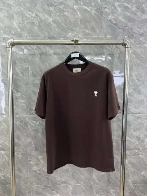 Ami Paris logo-embroidered T-shirt Brown