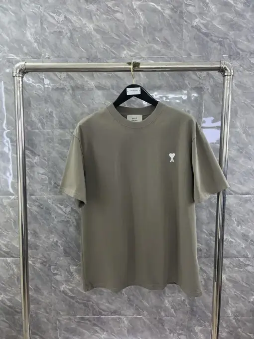 Ami Paris logo-embroidered T-shirt Khaki