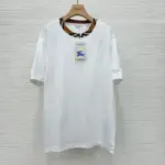 Check Trim Cotton T-shirt White