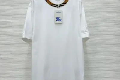 Check Trim Cotton T-shirt White