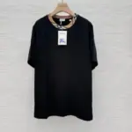 Check Trim Cotton T-shirt Black
