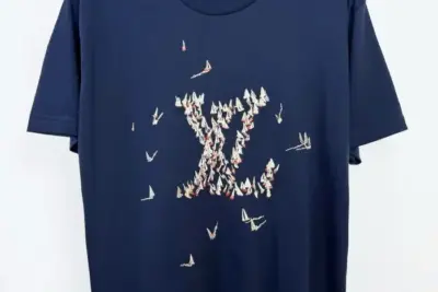 LV Embroidered Cotton T-Shirt Blue