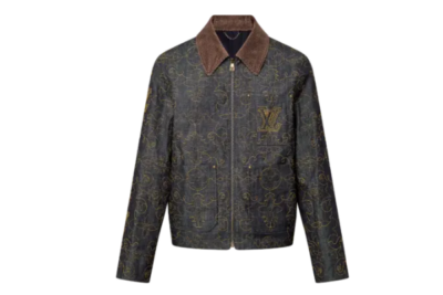 LV Embroidered Denim Jacket Brown