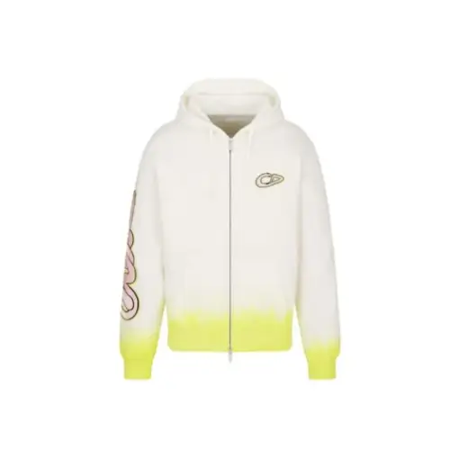 Dior x KAWS Hooded Sweatshirt White and Yellow Cotton Fleece