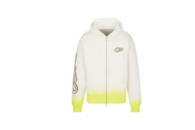Dior x KAWS Hooded Sweatshirt White and Yellow Cotton Fleece