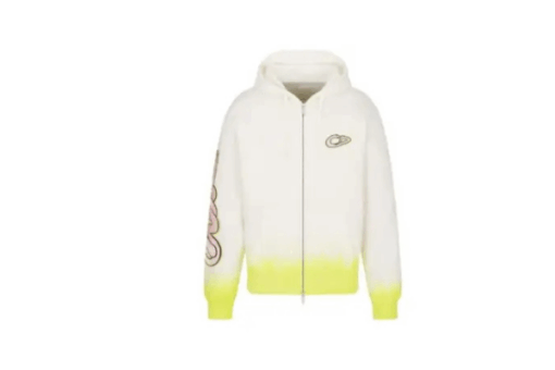 Dior x KAWS Hooded Sweatshirt White and Yellow Cotton Fleece