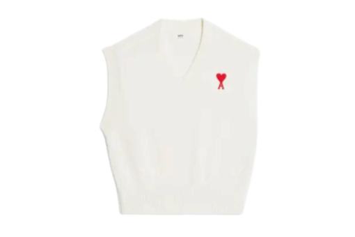 AMI Paris Ami de Coeur Sleeveless Sweater White