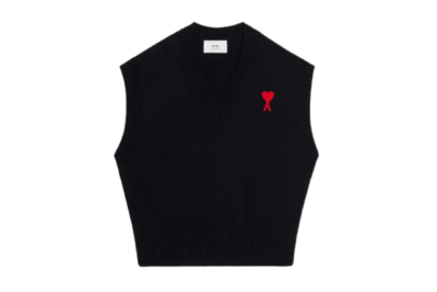 AMI Paris Ami De Coeur V-neck vest black